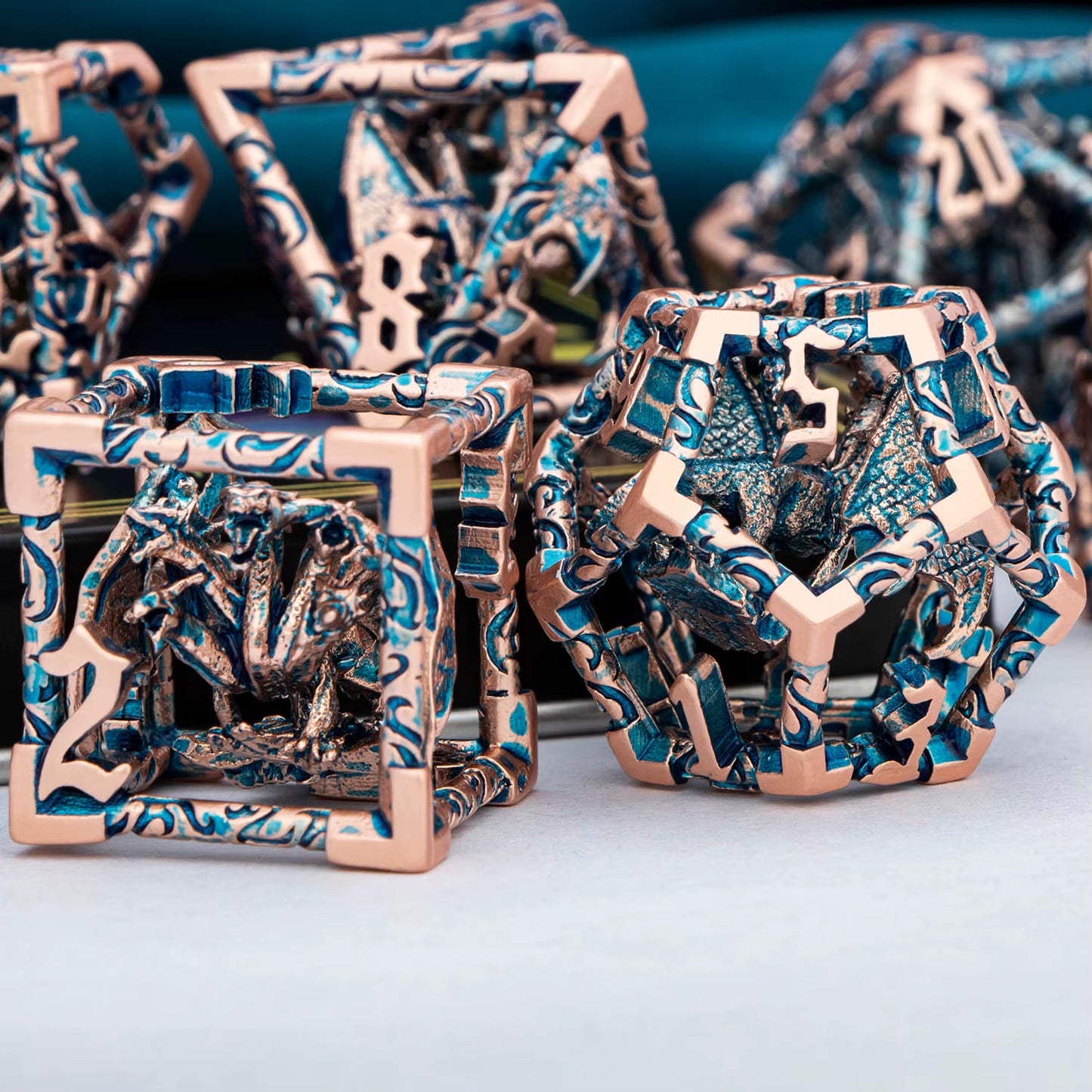 Draconic Howl – Hollow Metal Dragon Dice Set