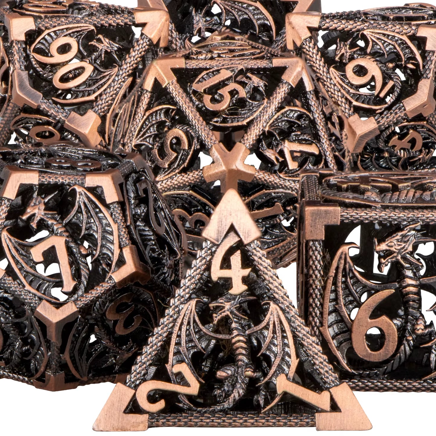 Draconic Howl – Hollow Metal Dragon Dice Set