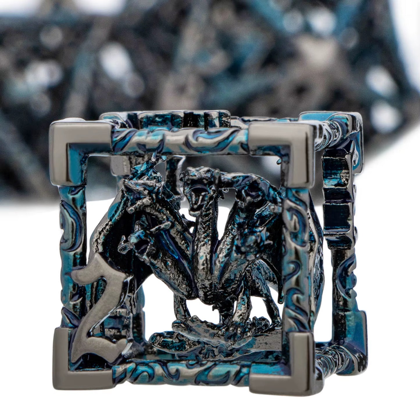 Draconic Howl – Hollow Metal Dragon Dice Set