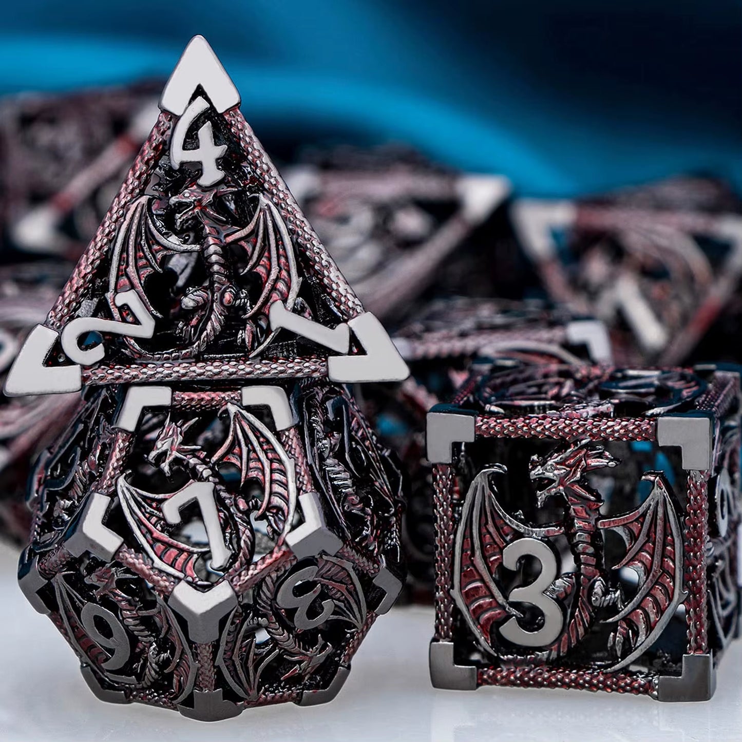 Draconic Howl – Hollow Metal Dragon Dice Set