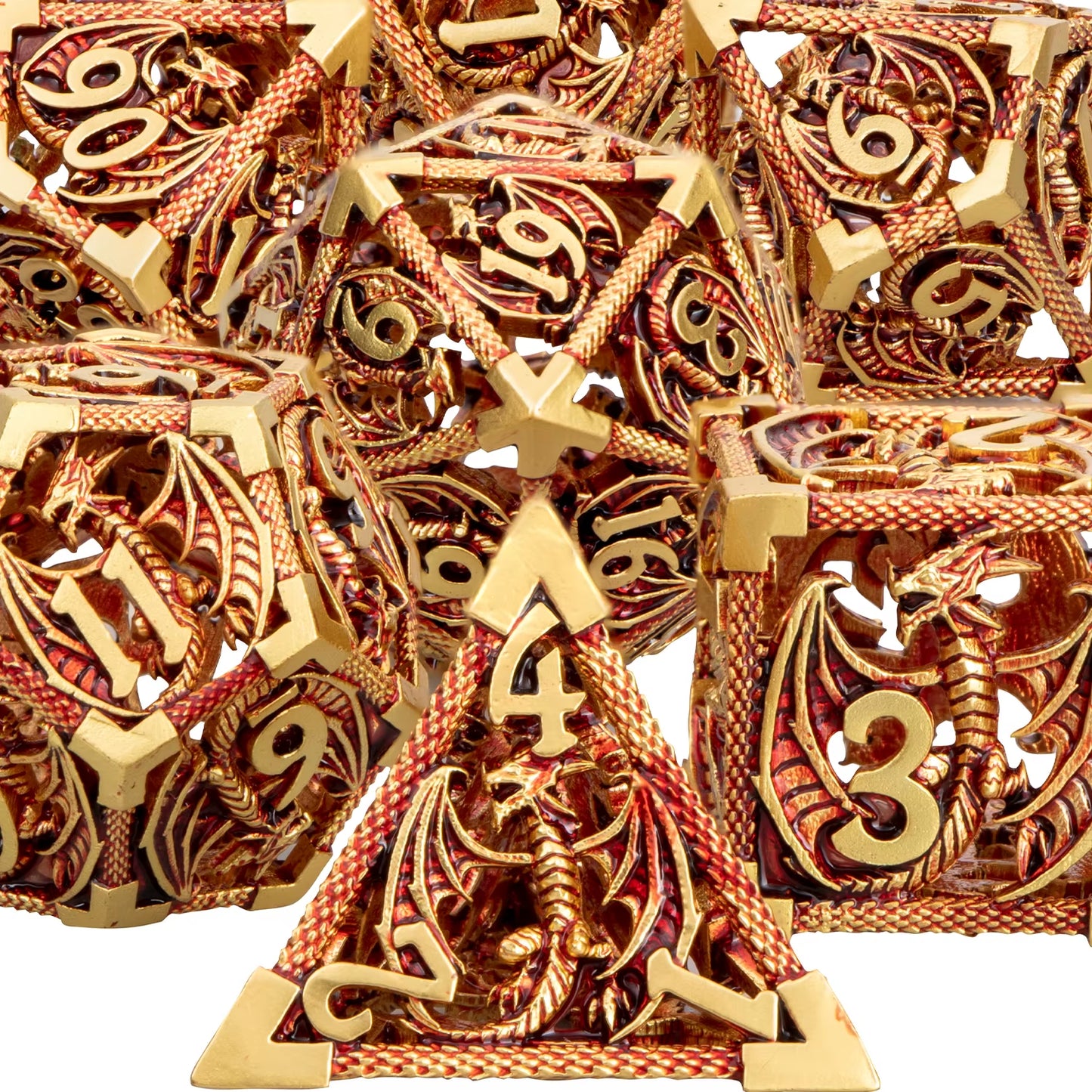 Draconic Howl – Hollow Metal Dragon Dice Set
