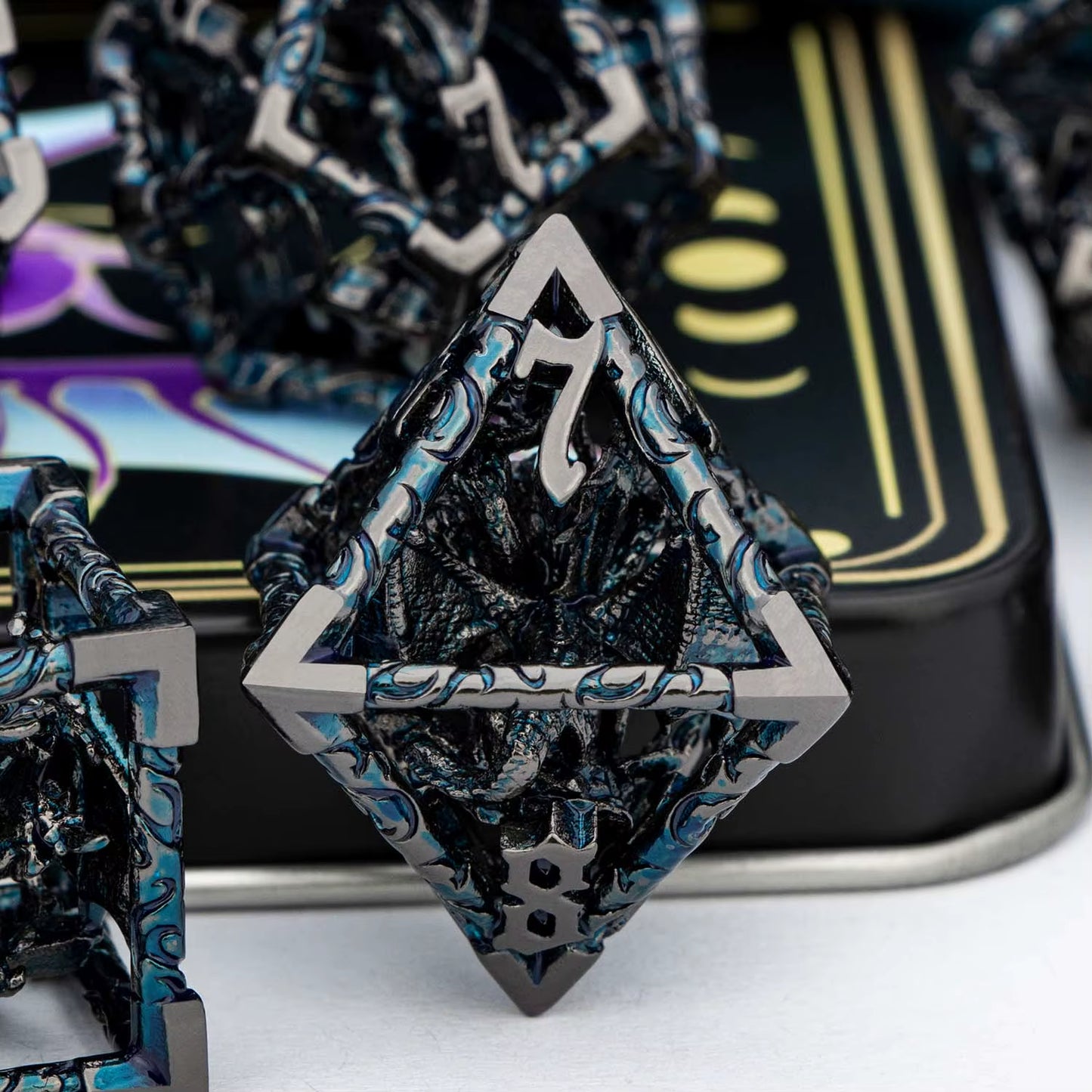 Draconic Howl – Hollow Metal Dragon Dice Set
