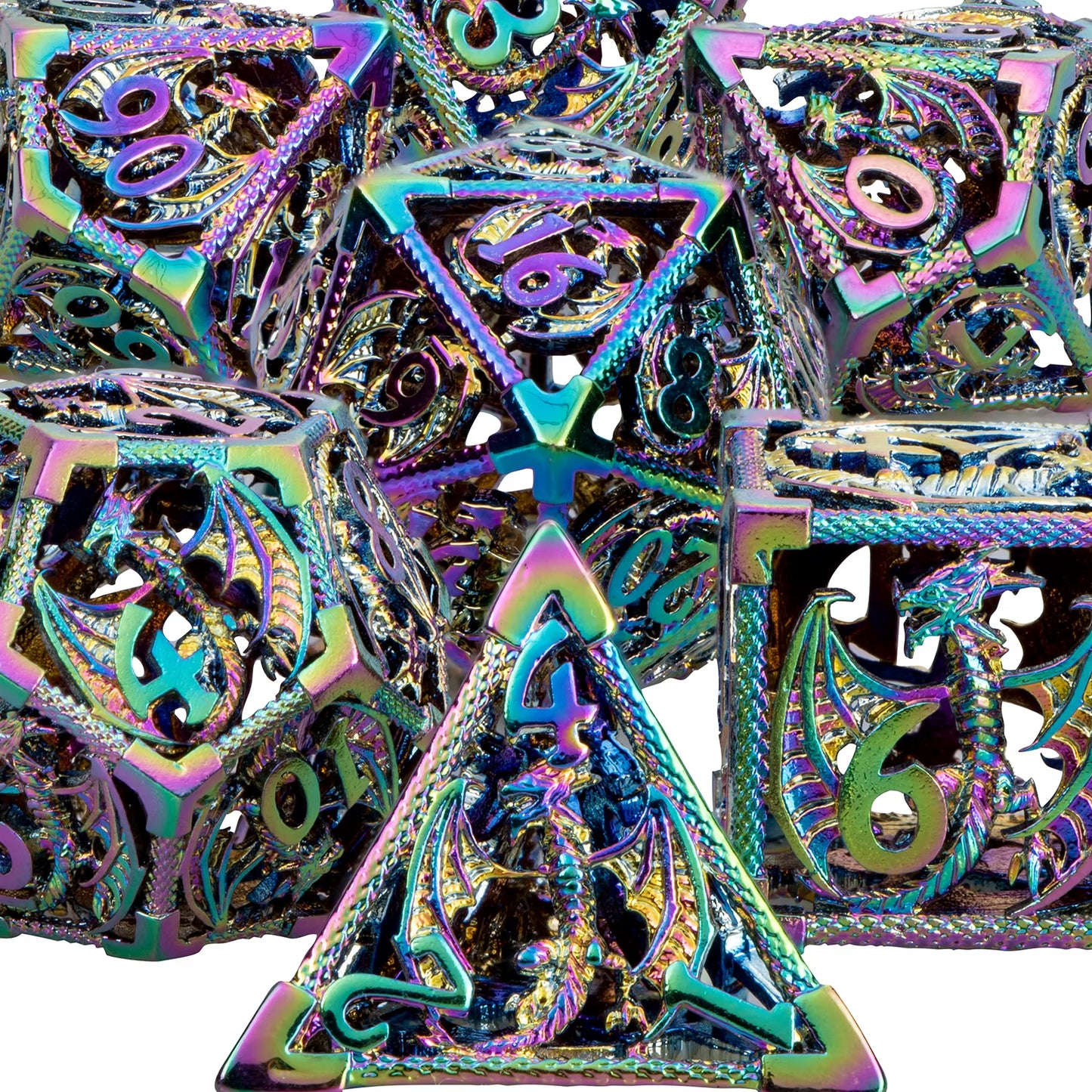 Draconic Howl – Hollow Metal Dragon Dice Set