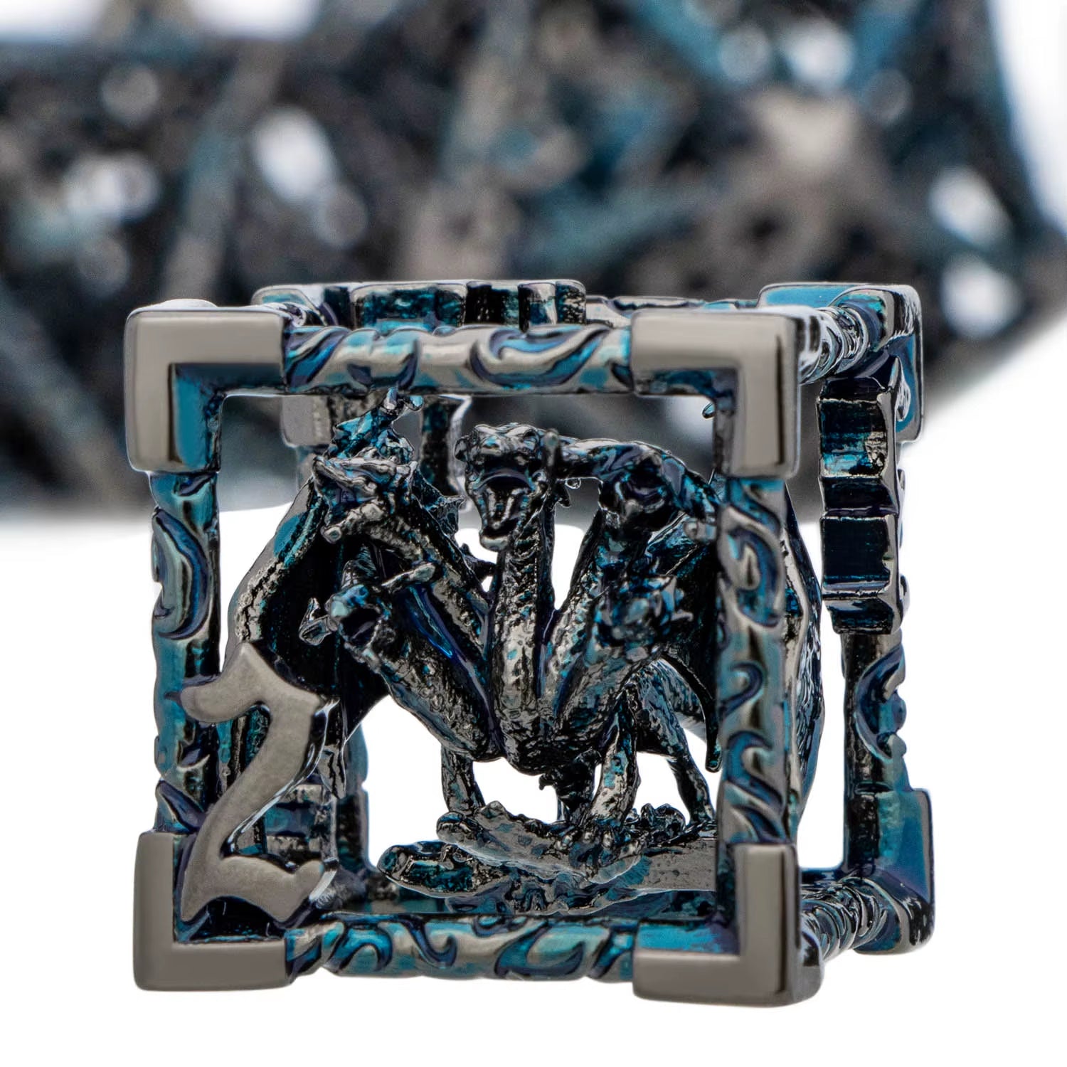 Draconic Howl – Hollow Metal Dragon Dice Set