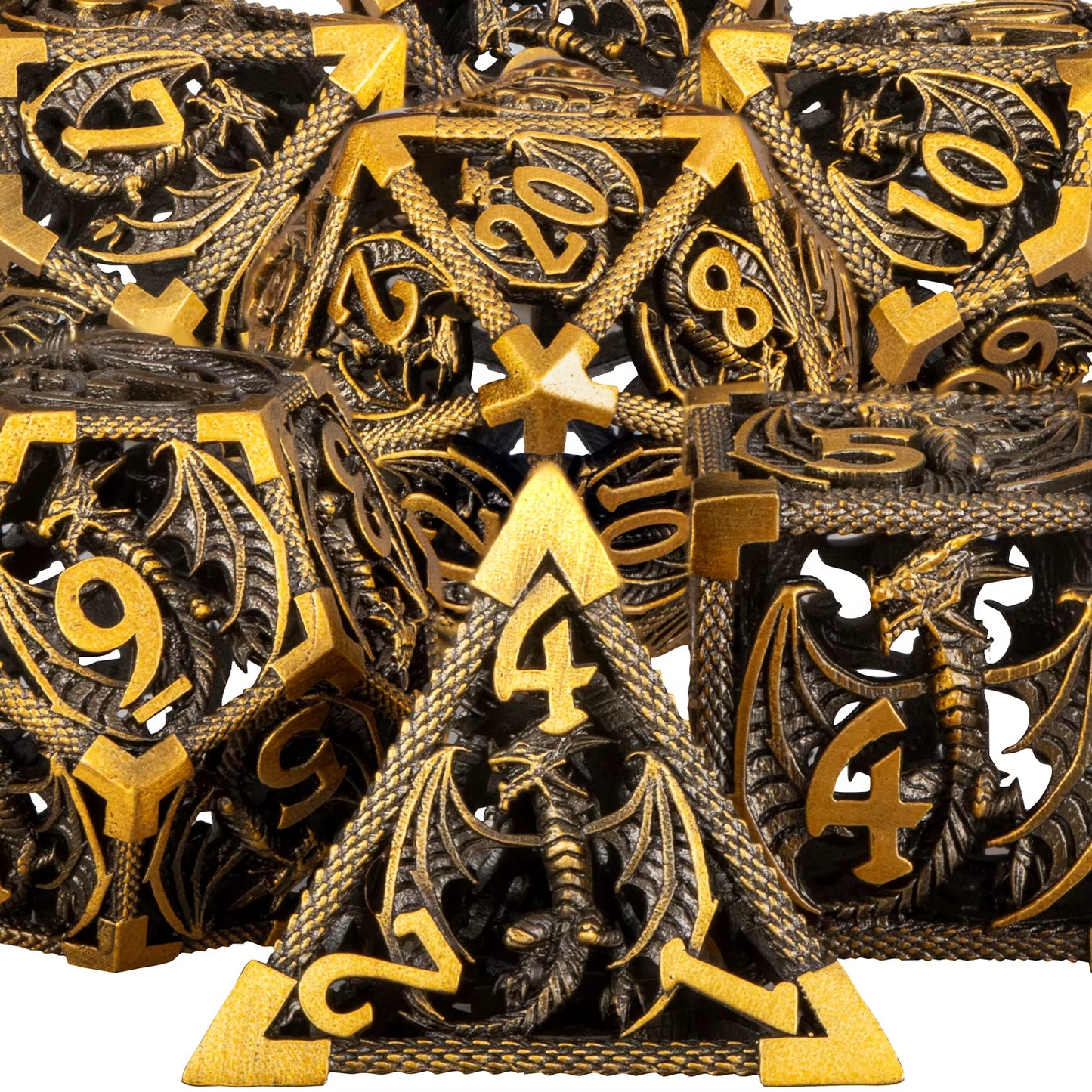 Draconic Howl – Hollow Metal Dragon Dice Set