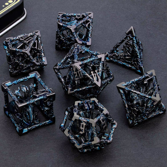Draconic Howl – Hollow Metal Dragon Dice Set