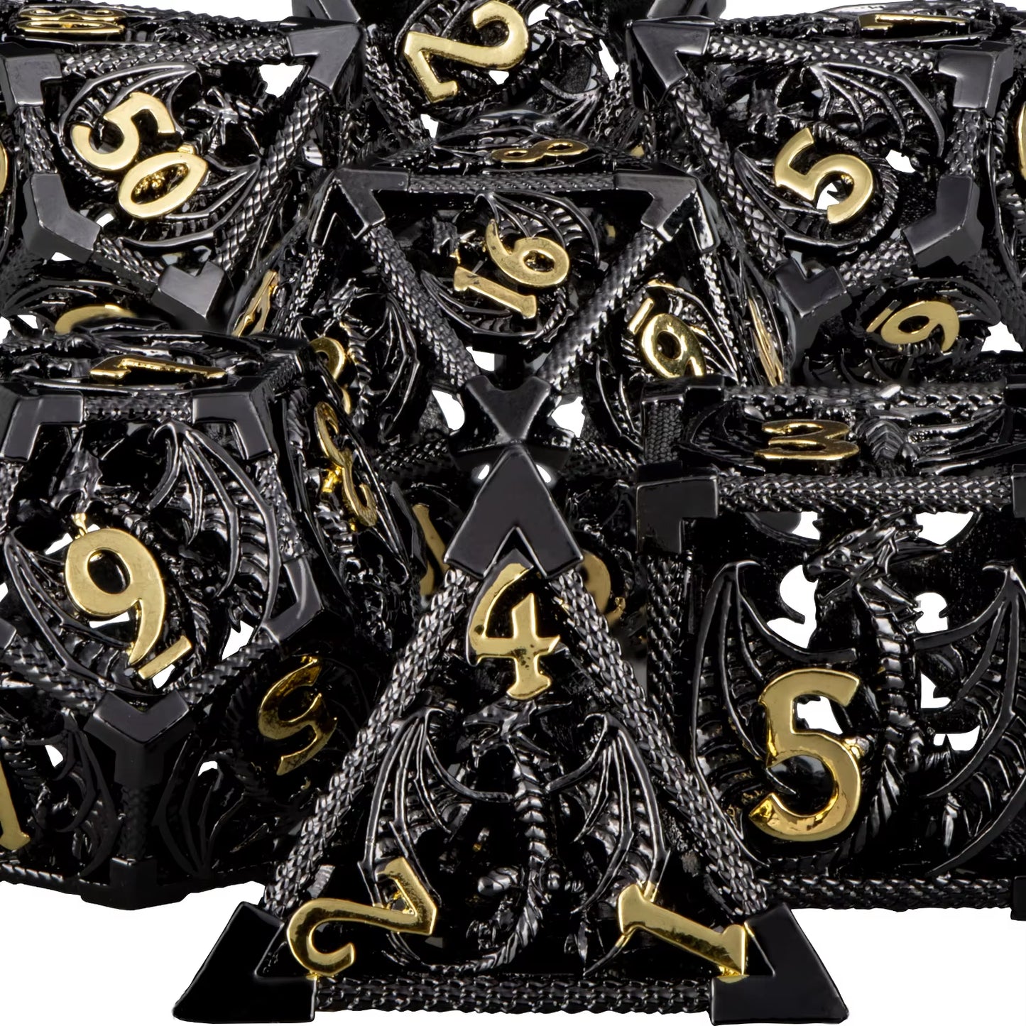 Draconic Howl – Hollow Metal Dragon Dice Set